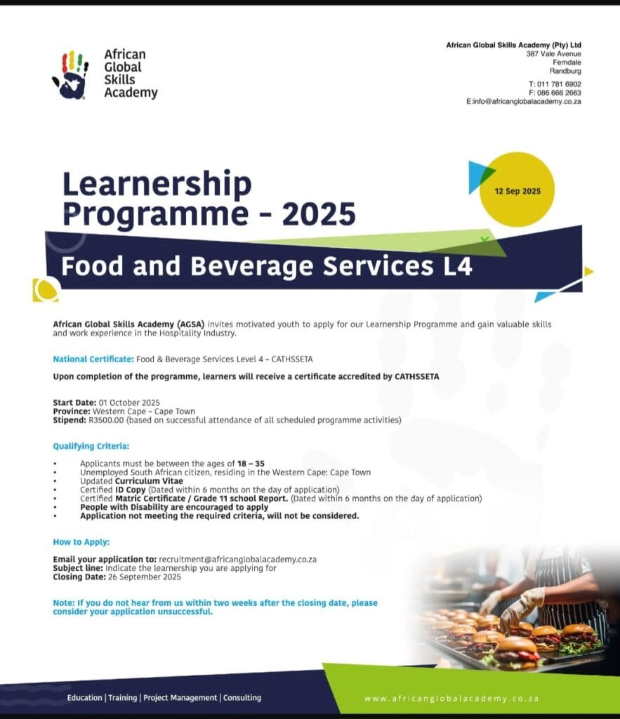 African Global Skills Academy learnership 2025