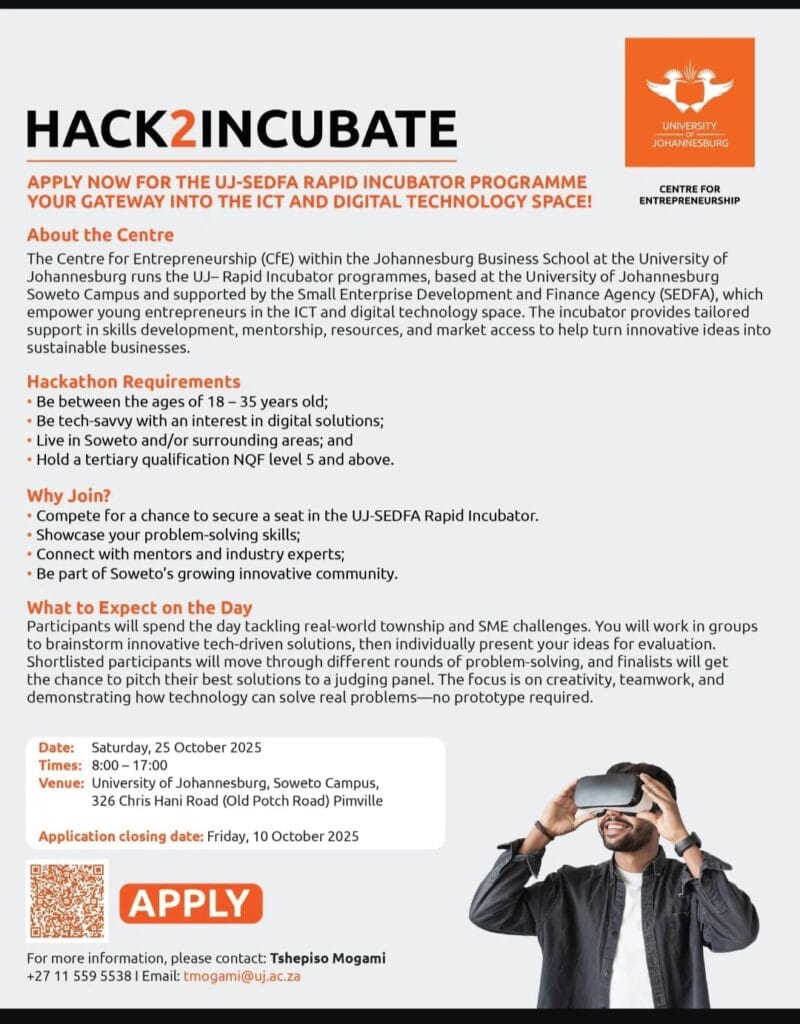 uj hack2incubate rapid incubator programme 2025